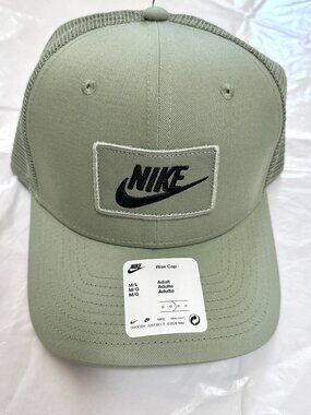 NEW Nike Just Do it Unisex Rise Snapback Trucker Cap Hat Size M/L Olive Green